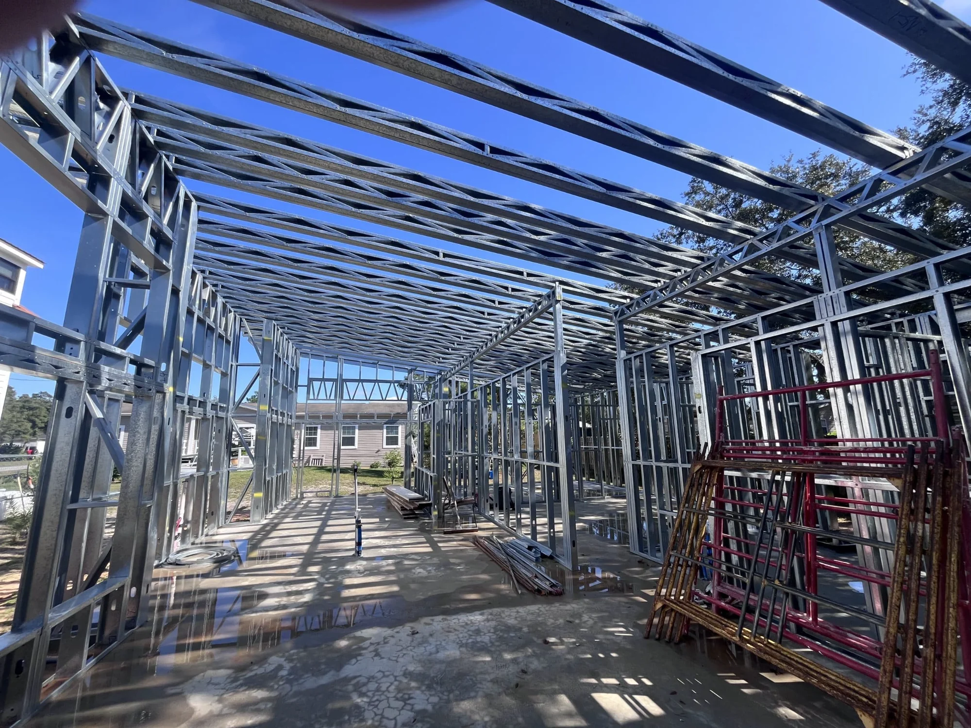 Interior steel wall and roof framing in Georgia