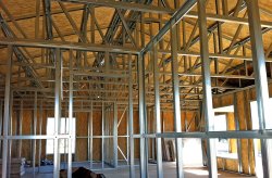 Barndominium interior framing in Georgia