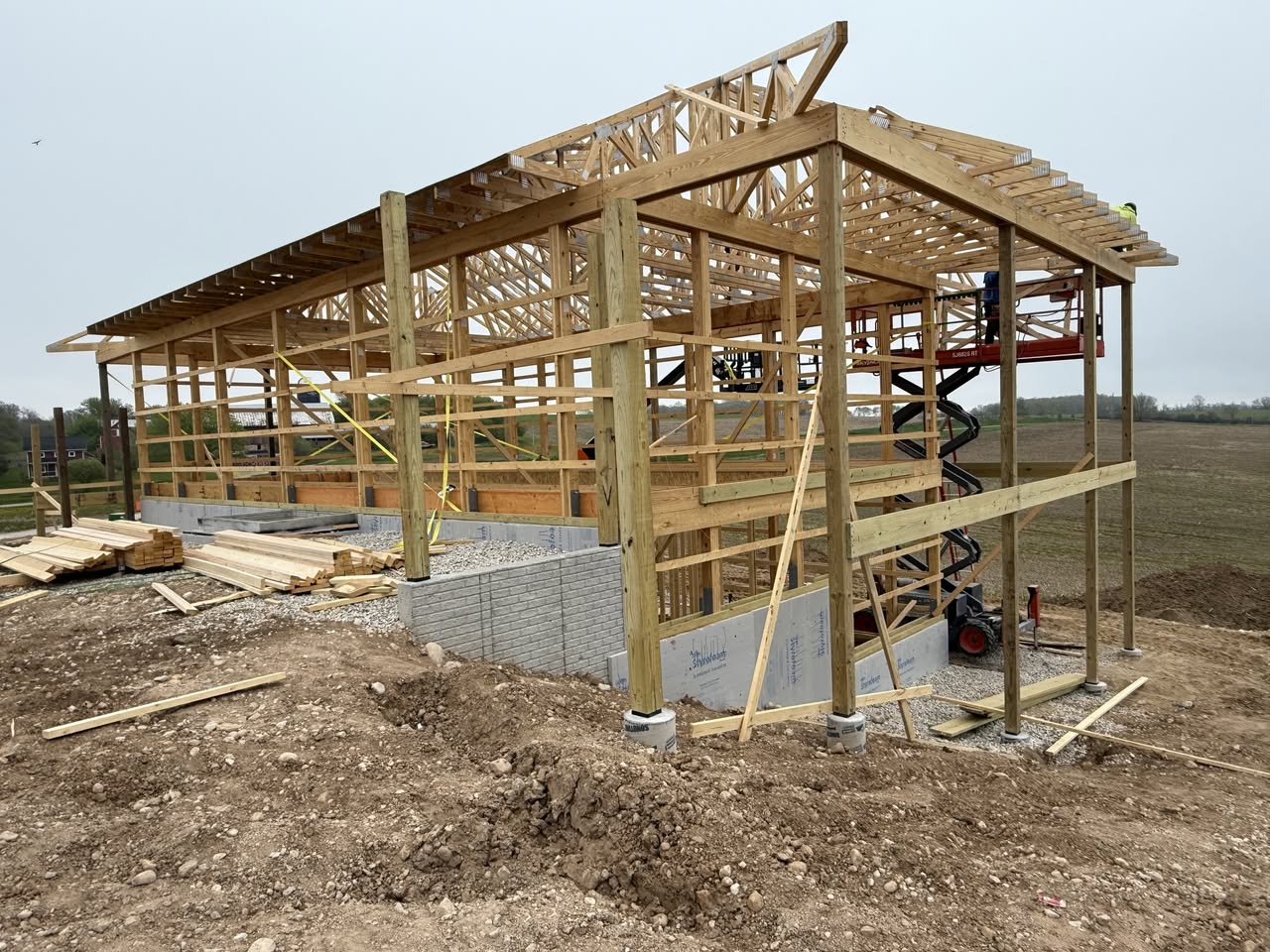 Interior wood framing for Georgia barndominium